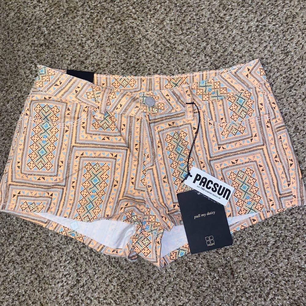 New Patterned Light Neon Orange Pacsun Shorts
